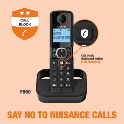 Alcatel F860 Duo Smart Call Block Cordless Phones (Twin Pack)